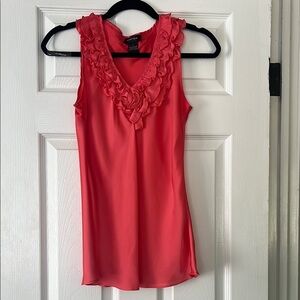 Spense Vibrant Coral Ruffle Blouse